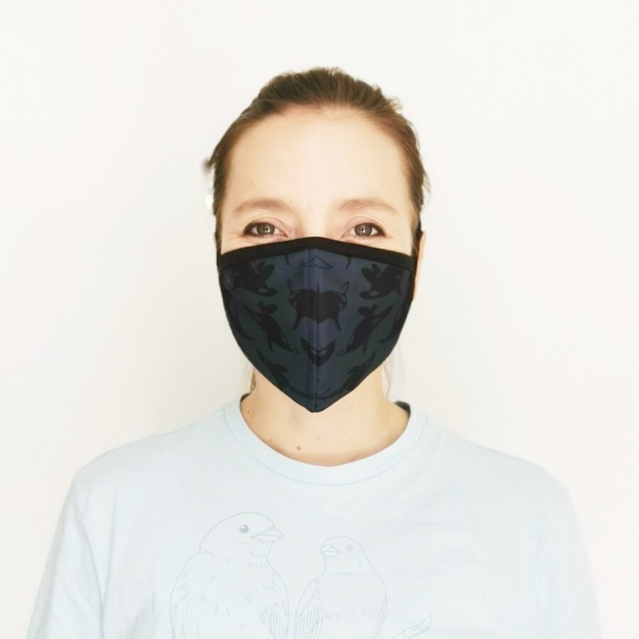 Tapabocas frente orcas gris m